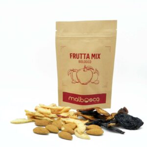 Mix frutta secca e disidratata biologica Malbosca con mele prugne albicocche e mandorle