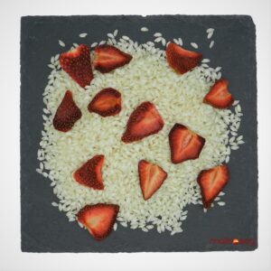 Risotto con fragola disidratata
