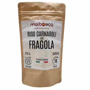 Confezione risotto con fragola disidratata Malbosca, riso Carnaroli pavese 250 g