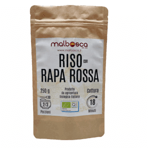 Confezione risotto biologico con rapa rossa disidratata Malbosca, riso Carnaroli 250g