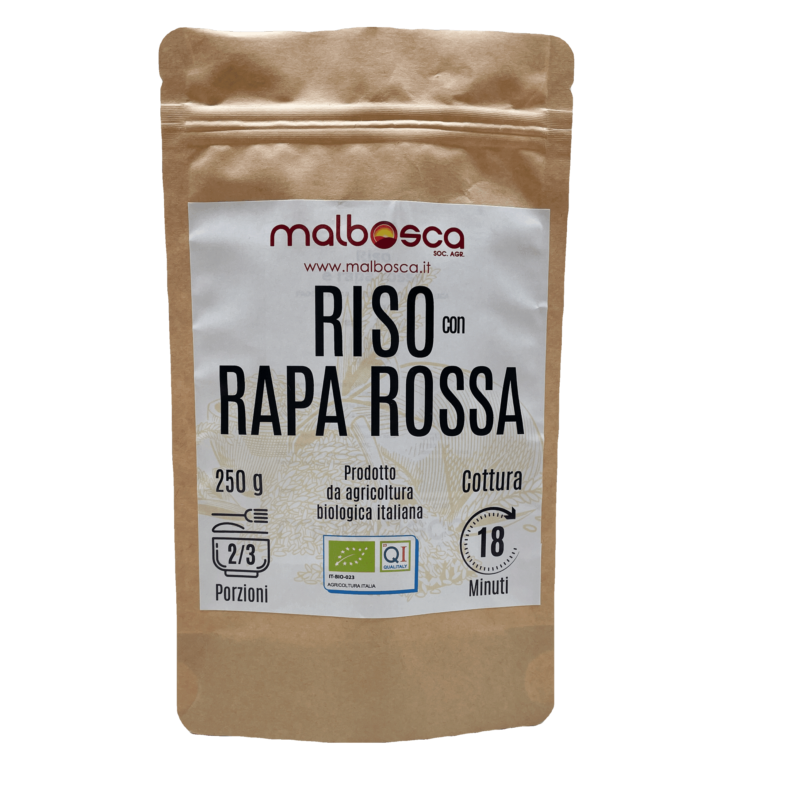 Confezione risotto biologico con rapa rossa disidratata Malbosca, riso Carnaroli 250g