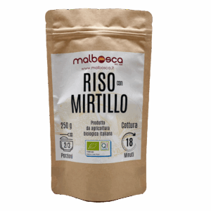 Confezione risotto biologico con mirtilli disidratati Malbosca, riso Carnaroli premium 250g